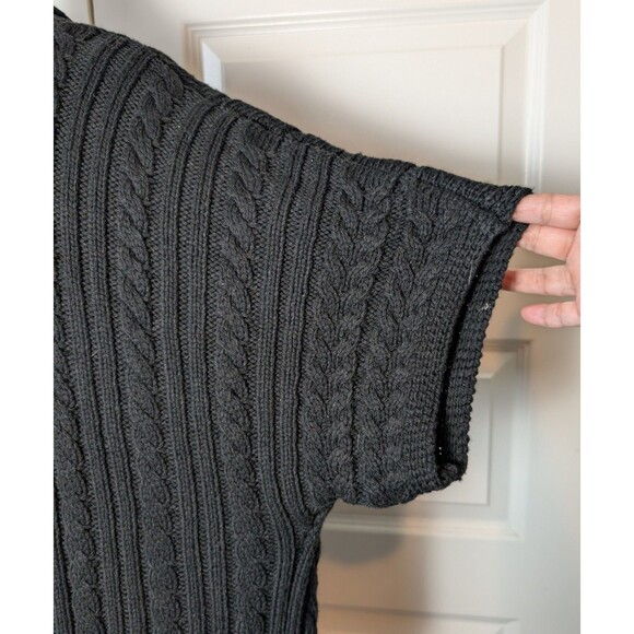 NWT Coldwater Creek Size L (14) Open Drape Black Cardigan Cable Knit Sweater $90 - Picture 6 of 11